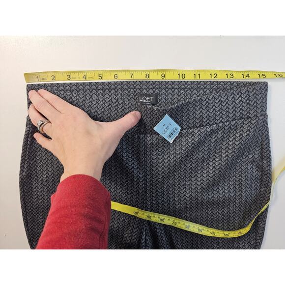 NWT Loft PETITE M MP pull on pants geometric shimmery black grey silver casual - Picture 6 of 8